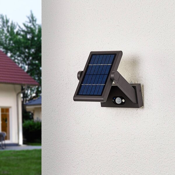 Solarna lampa zewnętrzna LED VALERIAN Valerian Lucande, czarny, aluminium, nowoczesny