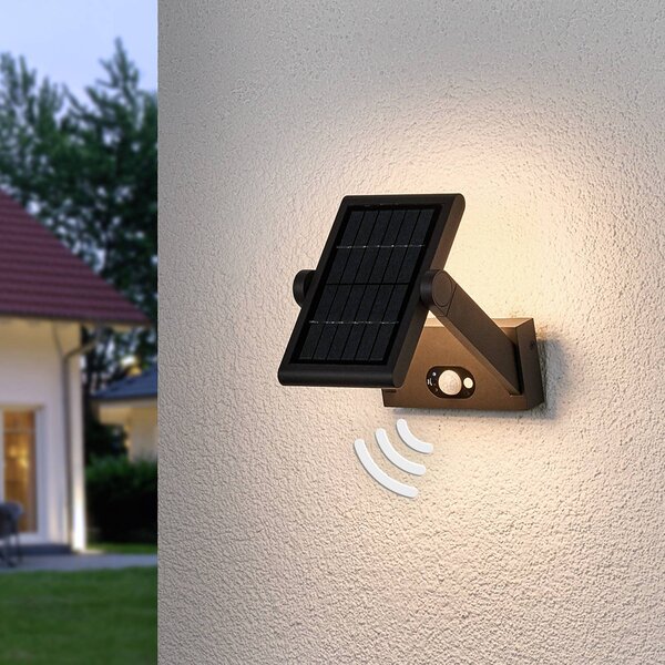 Solarna lampa zewnętrzna LED VALERIAN Valerian Lucande, czarny, aluminium, nowoczesny