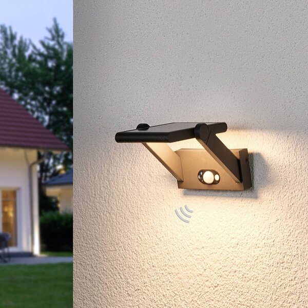 Solarna lampa zewnętrzna LED VALERIAN Valerian Lucande, czarny, aluminium, nowoczesny
