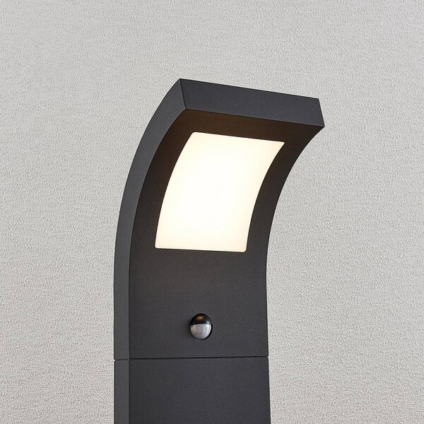 Arcchio Advik słupek ogrodowy LED, 100 cm, antracyt, czujnik, IP54, czarny, aluminium, nowoczesny