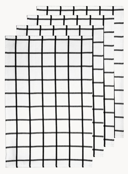 Komplet ręczników kuchennych Grid Pack Black, 4 elem
