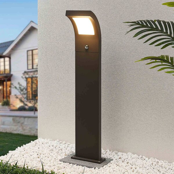 Arcchio Advik słupek ogrodowy LED, 100 cm, antracyt, czujnik, IP54, czarny, aluminium, nowoczesny