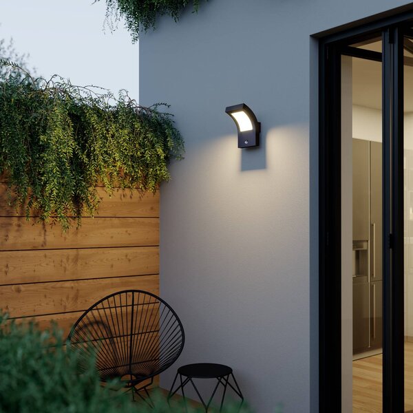 Lampa zewnętrzna z czujnikiem ruchu Advik Arcchio, czarny, aluminium, nowoczesny