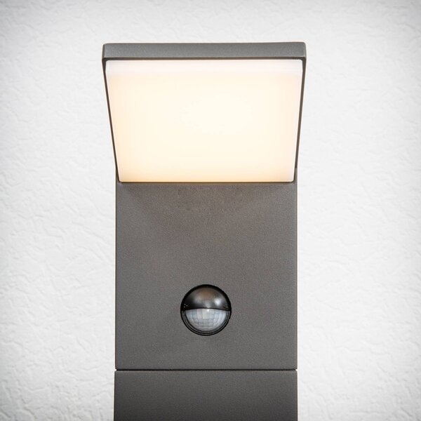 Słupek oświetleniowy LED Nevio, czujnik, 100 cm, antracytowy NEVIO Lucande, czarny, aluminium, nowoczesny
