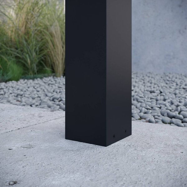 Lucande słupek oświetleniowy Kiran, 100 cm, czujnik, szary, IP44, E27 Kiran Lucande, możliwość ściemniania, czarny, aluminium, nowoczesny