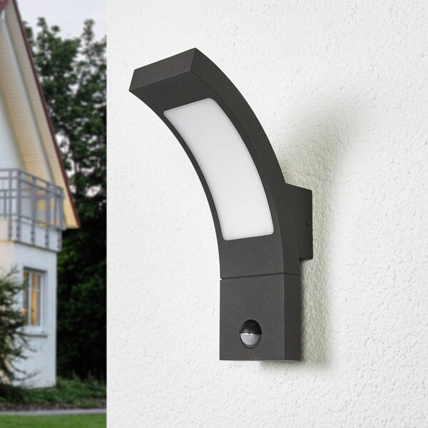 Lampa zewnętrzna z czujnikiem ruchu Juvia Lucande, czarny, aluminium, nowoczesny