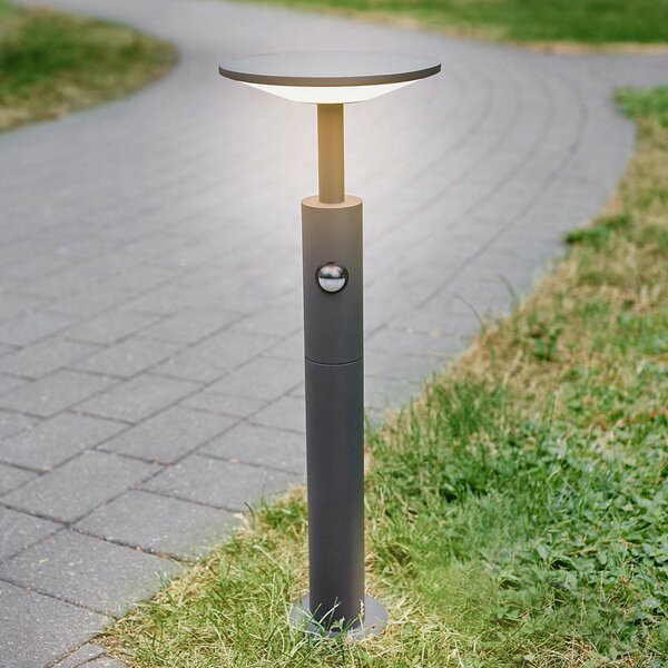 Słupek oświetleniowy z czujnikiem ruchu Fenia Lucande, czarny, aluminium, nowoczesny
