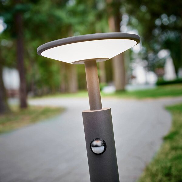 Słupek oświetleniowy z czujnikiem ruchu Fenia Lucande, czarny, aluminium, nowoczesny