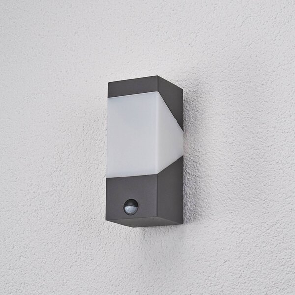 Lampa zewnętrzna z czujnikiem ruchu Kiran Lucande, możliwość ściemniania, czarny, aluminium, nowoczesny