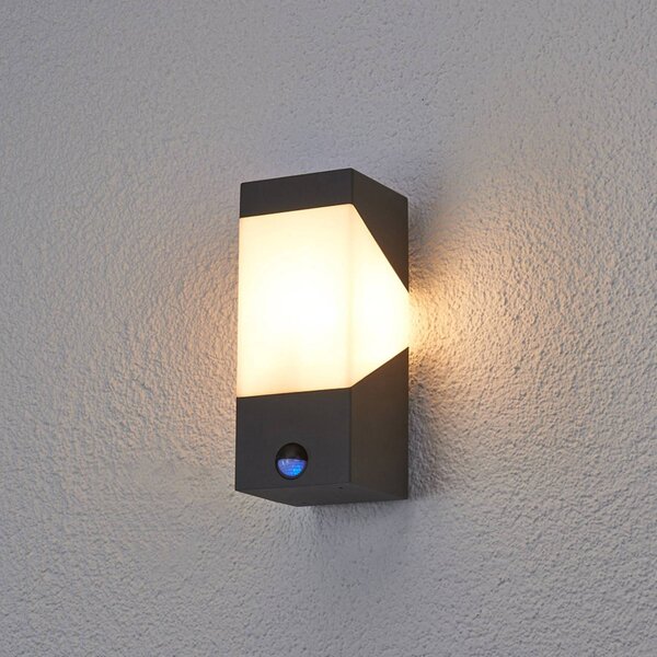 Lampa zewnętrzna z czujnikiem ruchu Kiran Lucande, możliwość ściemniania, czarny, aluminium, nowoczesny