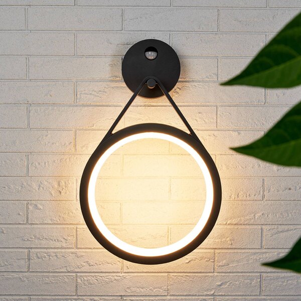 Lampa zewnętrzna z czujnikiem ruchu Mirco Lucande, czarny, aluminium, nowoczesny