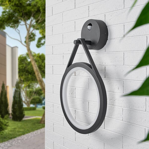 Lampa zewnętrzna z czujnikiem ruchu Mirco Lucande, czarny, aluminium, nowoczesny