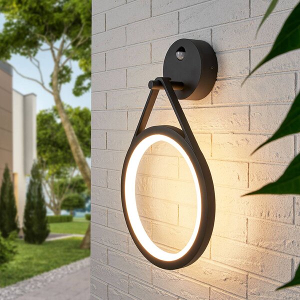 Lampa zewnętrzna z czujnikiem ruchu Mirco Lucande, czarny, aluminium, nowoczesny