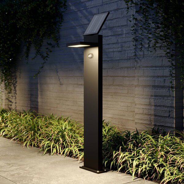 Lucande LED lampa solarna Silvan, 100cm, czujnik, antracytowy Silvan, czarny, aluminium, nowoczesny