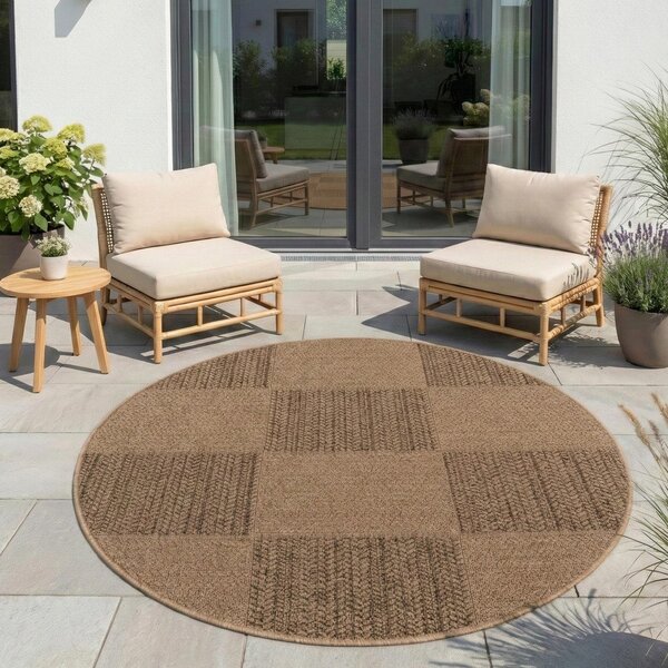 Brązowy okrągły dywan odpowiedni na zewnątrz ø 80 cm Timber 1405 – Ayyildiz Carpets