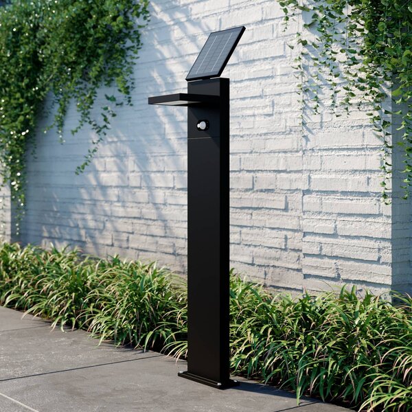 Lucande LED lampa solarna Silvan, 100cm, czujnik, antracytowy Silvan, czarny, aluminium, nowoczesny