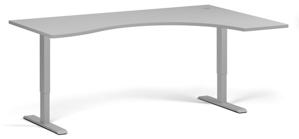 Ergonomiczne biurko z regulacją wysokości, 180x120 cm, 1 silnik, L/P, szara podstawa, szary