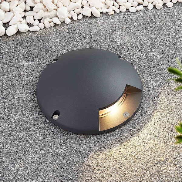 Reflektor podłogowy LED Lindby Cormac, 1-punktowy, Ø 21 cm, IP67 Cormac, czarny, aluminium, nowoczesny