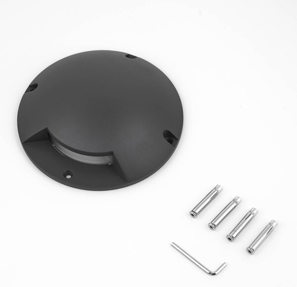 Reflektor podłogowy LED Lindby Cormac, 1-punktowy, Ø 21 cm, IP67 Cormac, czarny, aluminium, nowoczesny