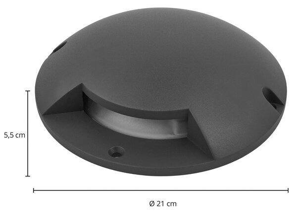 Reflektor podłogowy LED Lindby Cormac, 1-punktowy, Ø 21 cm, IP67 Cormac, czarny, aluminium, nowoczesny