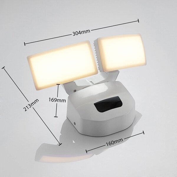 Lampa zewnętrzna z czujnikiem ruchu Nikias Lindby, biały / opal, aluminium, nowoczesny