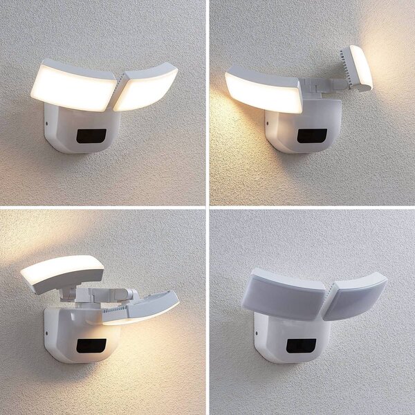 Lampa zewnętrzna z czujnikiem ruchu Nikias Lindby, biały / opal, aluminium, nowoczesny