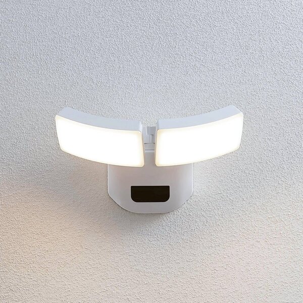 Lampa zewnętrzna z czujnikiem ruchu Nikias Lindby, biały / opal, aluminium, nowoczesny
