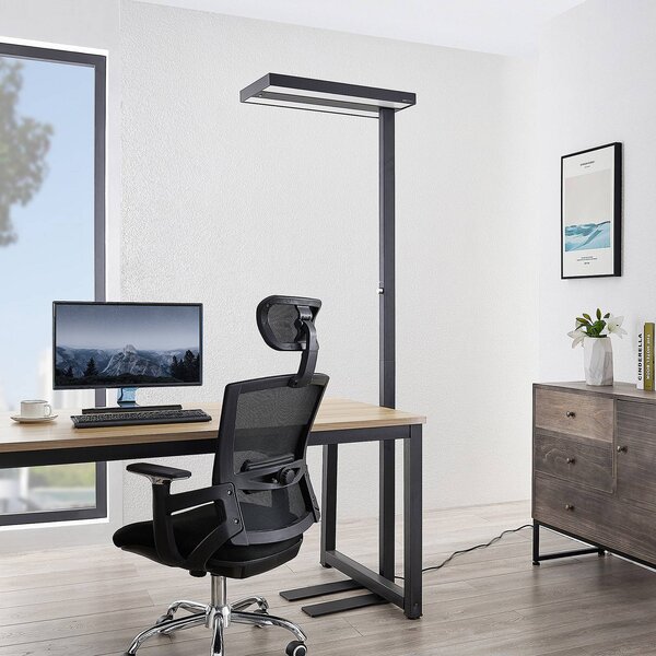Lampa stojąca Logan Pro Arcchio, możliwość ściemniania, czarny, biuro, aluminium, nowoczesny