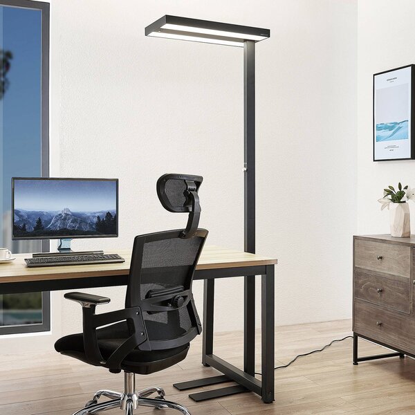 Lampa stojąca Logan Pro Arcchio, możliwość ściemniania, czarny, biuro, aluminium, nowoczesny