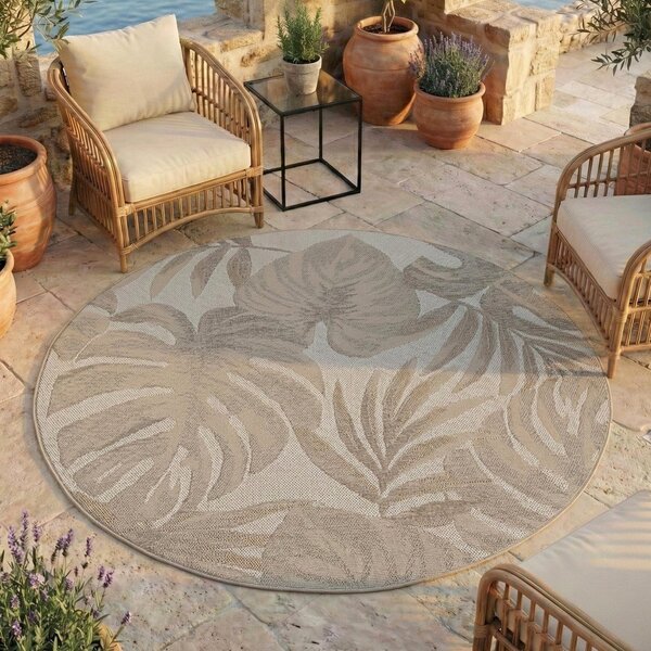 Beżowy okrągły dywan odpowiedni na zewnątrz ø 120 cm Desert 1302 – Ayyildiz Carpets