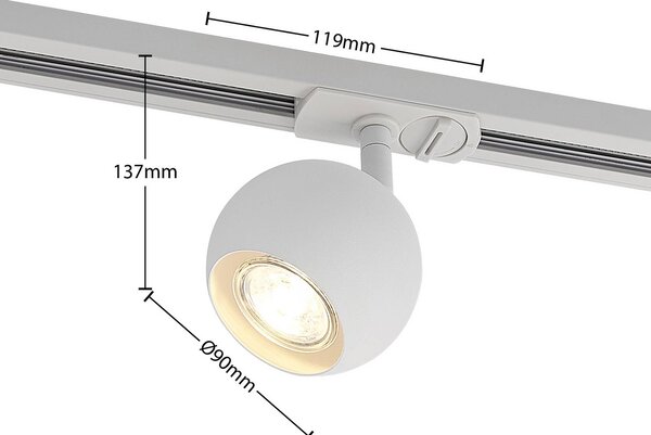System szynowy Lindby Linaro, GU10, 4-punktowa, biały, Ø 9 cm Linaro Lindby, możliwość ściemniania, biały / opal, przedpokój, metal, nowoczesny