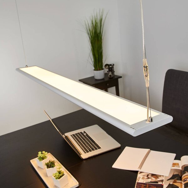 Arcchio lampa wisząca biurowa LED Samu, góra/dół, ściemniana, aluminium Samu Arcchio, możliwość ściemniania, biały / opal, biuro, tworzywo sztuczne, nowoczesny