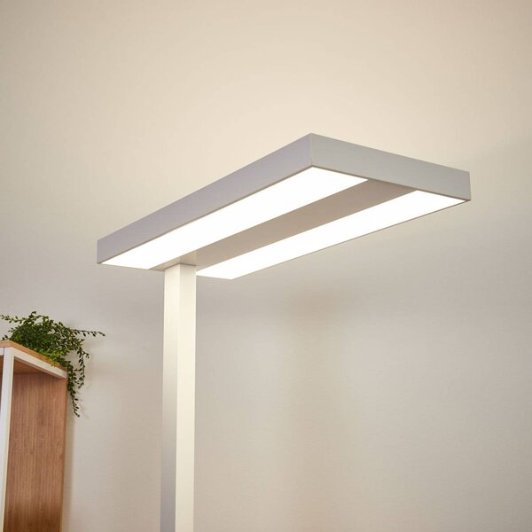 Lampa stojąca Logan Basic Arcchio, możliwość ściemniania, biały / opal, biuro, aluminium, nowoczesny