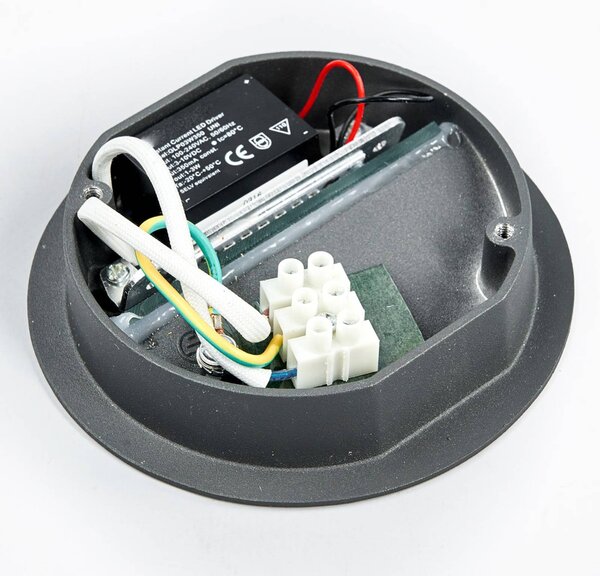 Oprawa wpuszczana ścienna LED Loya, Ø 11,5 cm, szara, IP54 Loya Lucande, czarny, aluminium, nowoczesny
