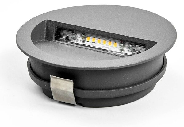 Oprawa wpuszczana ścienna LED Loya, Ø 11,5 cm, szara, IP54 Loya Lucande, czarny, aluminium, nowoczesny
