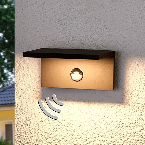 Lampa zewnętrzna z czujnikiem ruchu Darina Lucande, czarny, aluminium, nowoczesny