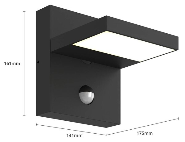 Lampa zewnętrzna z czujnikiem ruchu Silvan Lucande, czarny, aluminium, nowoczesny