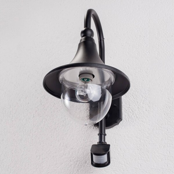 Lampa zewnętrzna z czujnikiem ruchu Daphne Lindby, możliwość ściemniania, czarny, aluminium, nowoczesny
