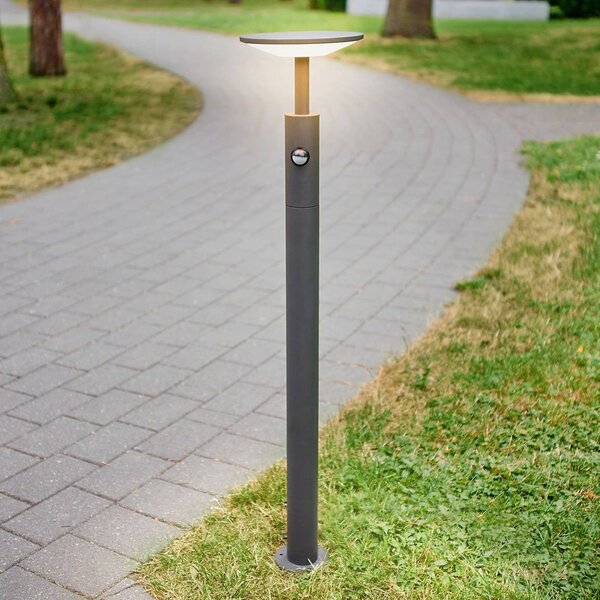 Słupek oświetleniowy z czujnikiem ruchu Fenia Lucande, czarny, aluminium, nowoczesny