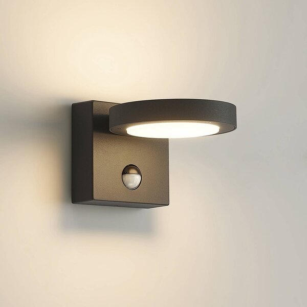Lampa zewnętrzna z czujnikiem ruchu Belna Lucande, czarny, aluminium, nowoczesny