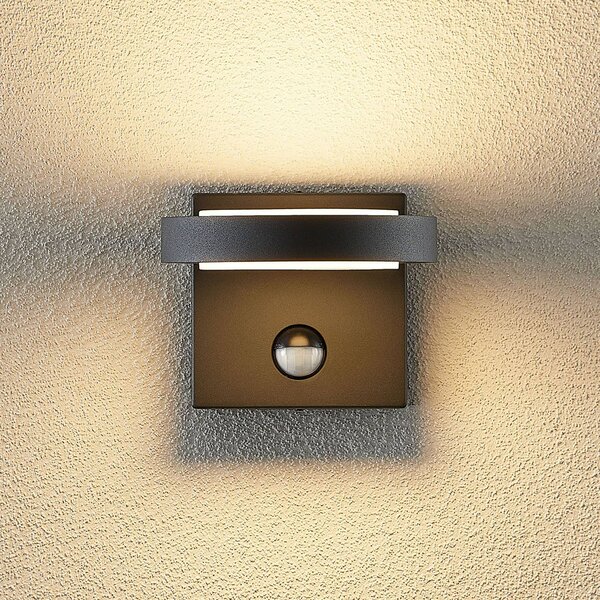 Lampa zewnętrzna z czujnikiem ruchu Belna Lucande, czarny, aluminium, nowoczesny