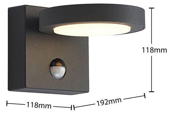 Lampa zewnętrzna z czujnikiem ruchu Belna Lucande, czarny, aluminium, nowoczesny