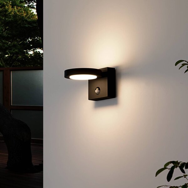 Lampa zewnętrzna z czujnikiem ruchu Belna Lucande, czarny, aluminium, nowoczesny