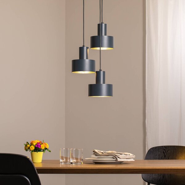 Lampa wisząca Rif 3 SIGMA, możliwość ściemniania, czarny, salon / jadalnia, metal, nowoczesny
