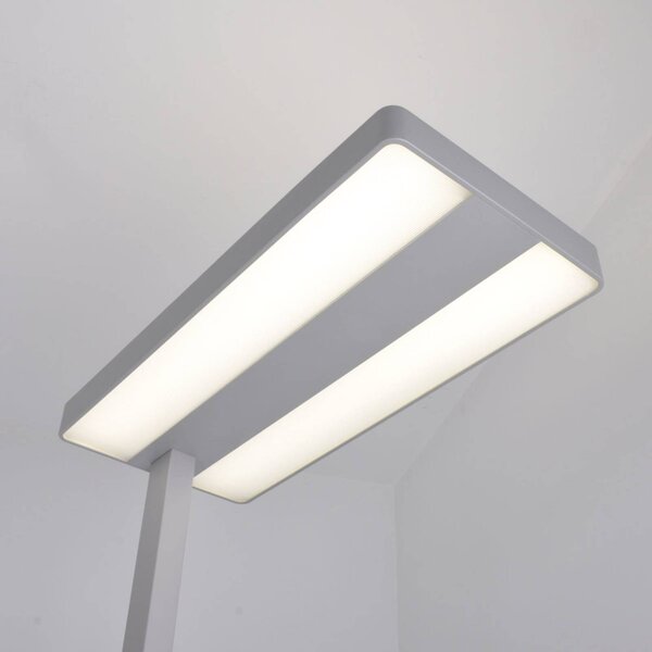 Lampa stojąca Logan Neo Arcchio, możliwość ściemniania, aluminiowy / szary / cynkowy, biuro, aluminium, nowoczesny
