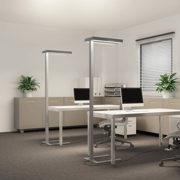 Lampa stojąca Logan Ultra Arcchio, możliwość ściemniania, aluminiowy / szary / cynkowy, biuro, aluminium, nowoczesny