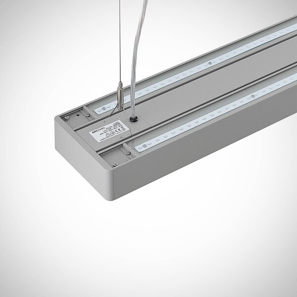 Arcchio Susi lampa wisząca biurowa LED, srebrna, 120 cm, 4000K, DALI Arcchio, możliwość ściemniania, aluminiowy / szary / cynkowy, biuro, aluminium, nowoczesny