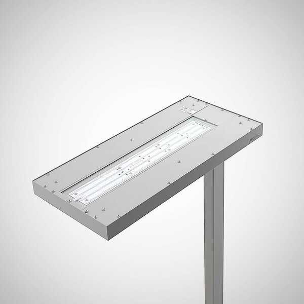 Lampa stojąca Logan Ultra Arcchio, możliwość ściemniania, aluminiowy / szary / cynkowy, biuro, aluminium, nowoczesny