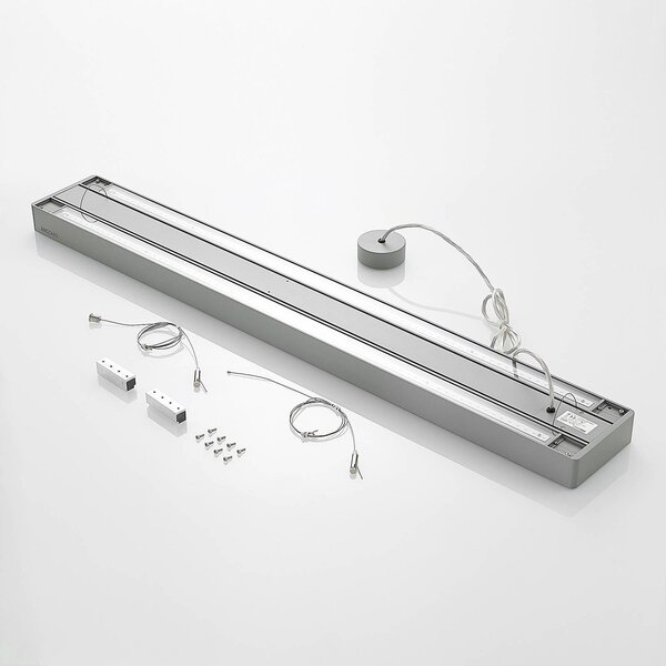 Arcchio Susi lampa wisząca biurowa LED, srebrna, 120 cm, 4000K, DALI Arcchio, możliwość ściemniania, aluminiowy / szary / cynkowy, biuro, aluminium, nowoczesny