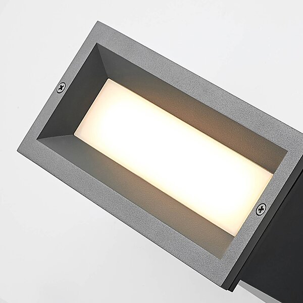 Lucande Lachlain oprawa wpuszczana ścienna LED, aluminiowy / szary / cynkowy, aluminium, nowoczesny